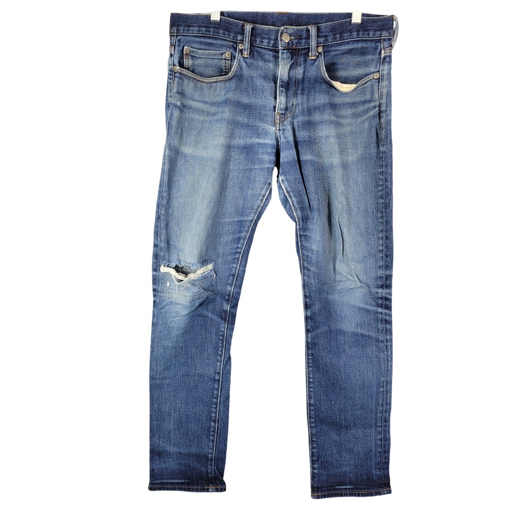 J.Crew 484 Slim Fit Denim Jeans Mens 32x30 Naturally Distressed Grunge Thrashed - Picture 1 of 14